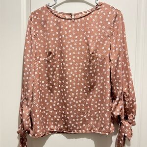 Pink Tie Front Blouse with Relaxed Fit